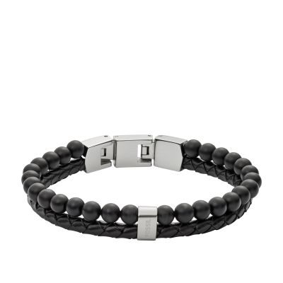 Fossil JF02763040 Armband Vintage Casual Multi-Strand Bead Leder Schwarz