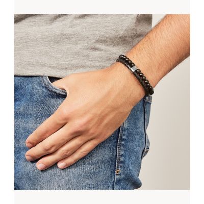 Fossil JF02763040 Armband Vintage Casual Multi-Strand Bead Leder Schwarz