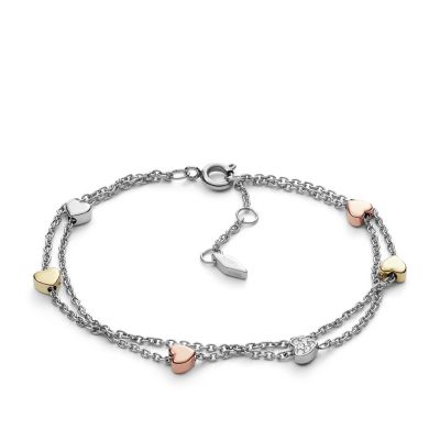 Fossil JF02854998 Armband Damen Tri-Ton Heart Edelstahl Vintage Motifs
