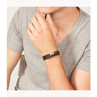 Fossil JF02934040 Armband Herren Vintage Casual Brown Multi-Strand Braided Leather