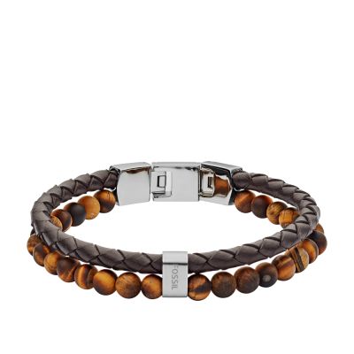 Fossil Armband Herren Vintage Casual Tigerauge Leder Braun JF03118040 