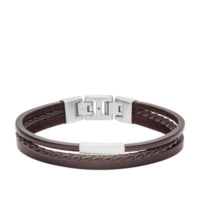 Fossil JF03323040 Armband Herren Multi-Strand Edelstahl Leder
