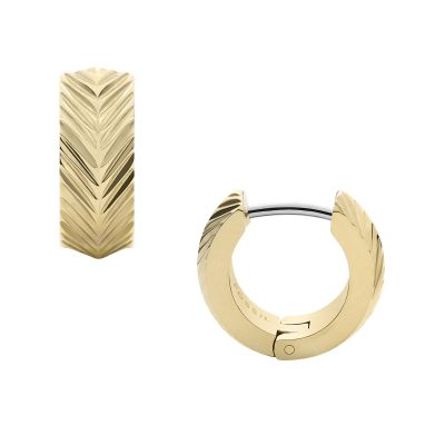 Fossil JF04116710 Creolen Ohrringe Damen Harlow Linear Texture Edelstahl Gold-Ton