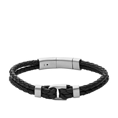 Fossil JF04202040 Armband Herren Heritage D-Link Leder Schwarz Edelstahl