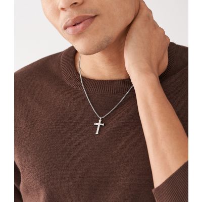 Fossil JF04401040 Halskette mit Anhänger Herren Meaningful Moments Edelstahl