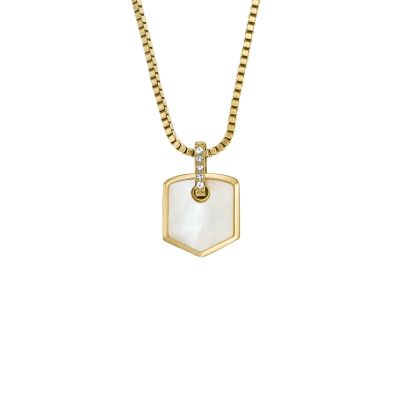Fossil Damen Ketten Heritage Crest Perlmutt Edelstahl Gold-Ton JF04529710