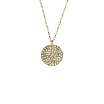 Fossil Kette-Anhänger Sadie Glitz Disc Edelstahl Gold-Ton JF04544710