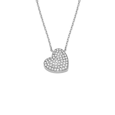 Fossil Halskette-Anhänger Damen Sadie Glitz Herz Edelstahl JF04674040