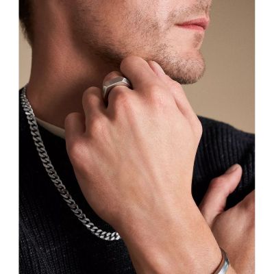 Fossil Halskette Unisex Linear Texture Chain Edelstahl JF04696040