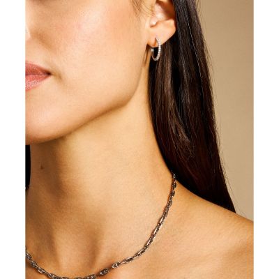 Fossil Creolen Ohrringe Damen Ellis Pavé Glitz Edelstahl JF04802040