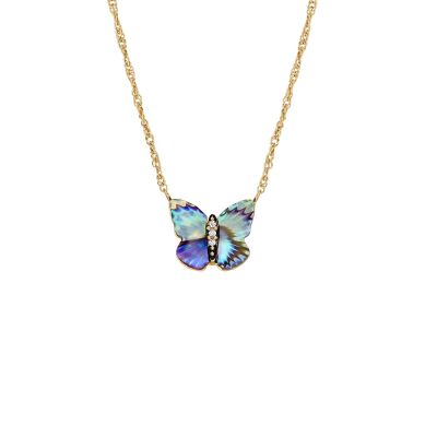 Fossil Halskette-Anhänger Butterfly Wings Edelstahl Goldton JF04812710