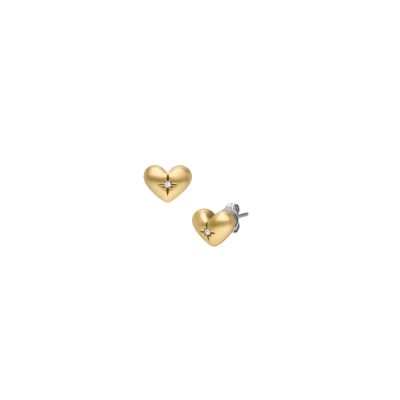 Fossil Ohrstecker Sadie All My Love Heart Edelstahl Gold-Ton JF04832710