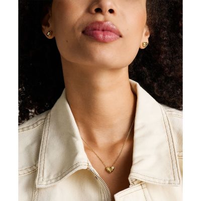 Fossil Ohrstecker Sadie All My Love Heart Edelstahl Gold-Ton JF04832710