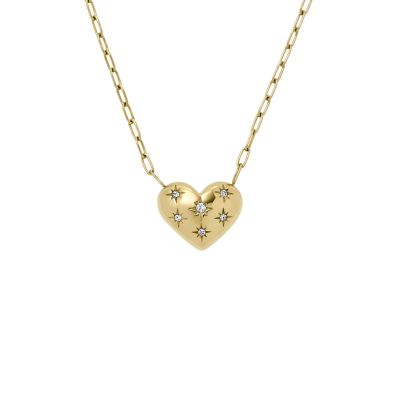 Fossil Halskette-Anhänger All My Love Edelstahl Gold-Ton JF04856710