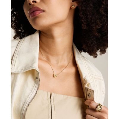 Fossil Halskette-Anhänger All My Love Edelstahl Gold-Ton JF04856710