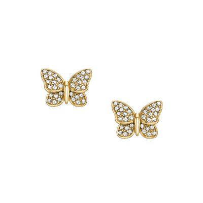 Fossil Ohrstecker Damen Butterfly Edelstahl Goldfarben JF04922710