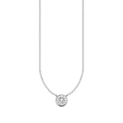 Thomas Sabo Halskette mit Anhänger Kreis Weißer Stein Silber KE1881-051-14