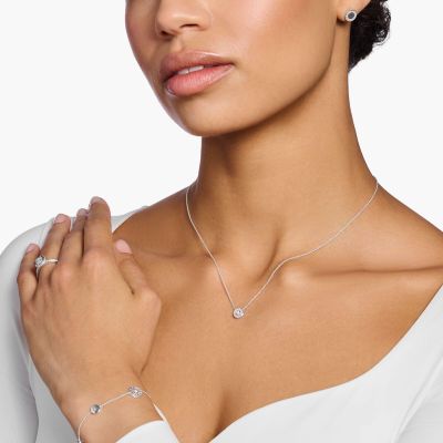 Thomas Sabo Halskette mit Anhänger Kreis Weißer Stein Silber KE1881-051-14
