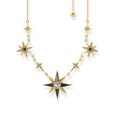 Thomas Sabo KE2118-963-7 Halskette Collier Damen Royalty Sterne Silber Vergoldet