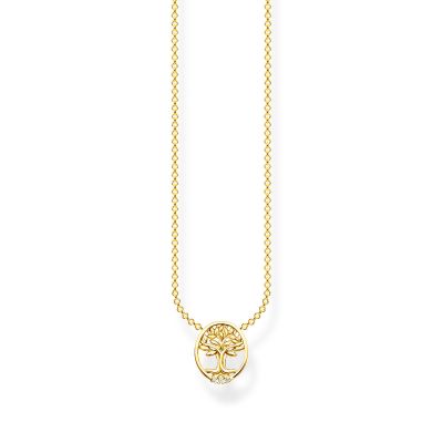 Thomas Sabo KE2126-414-14 Halskette Anhänger Tree of Love Weiße Steine Vergoldet