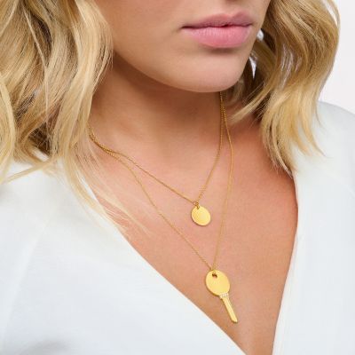 Thomas Sabo KE2131-414-14 Halskette mit Anhänger Damen Schlüssel Silber Gelbgold