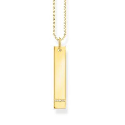 Thomas Sabo KE2134-414-14 Halskette mit Anhänger Damen Tag Weiße Steine Gelbgold 