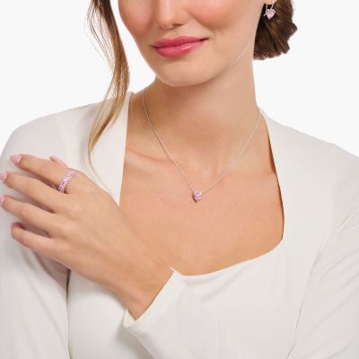 Thomas Sabo Halskette mit Anhänger Damen Herz Rosa Silber KE2211-051-9