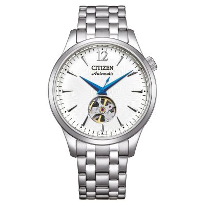 Citizen Herren-Uhr Open Heart Automatik Edelstahl-Armband NH9131-73A