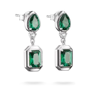 Thomas Sabo Ohrstecker Oktagon Smaragdgrün Elyndra Silber H2334-166-6