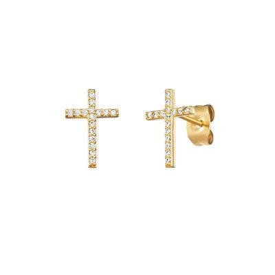Engelsrufer Ohrstecker Kreuz Silber Vergoldet ERE-LILCROSS-ZI-STG