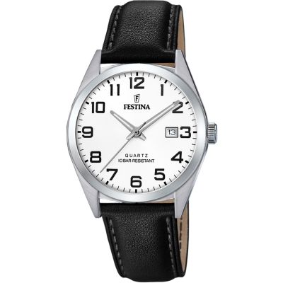 Festina Herren-Uhr Klassik Analog Quarz Leder-Armband F20446/1