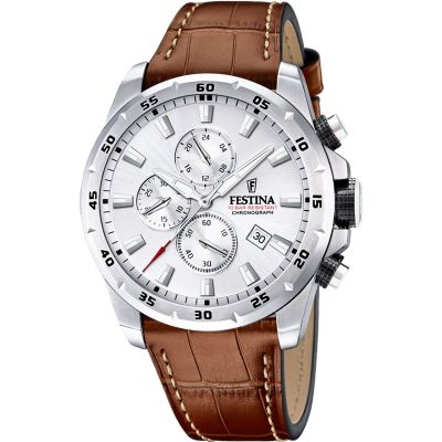 Festina Herren-Uhr Timeless Chronograph Quarz Leder-Armband F20692/1