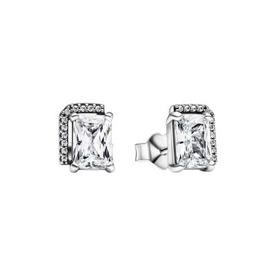 Pandora 292380C01 Ohrringe Ohrstecker Rechteckige Funkelnde Strahlenkranz Silber