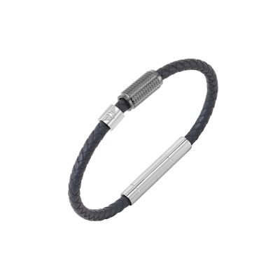 Police Armband Herren Urban Texture Metall Leder Grau PEAGB0001131