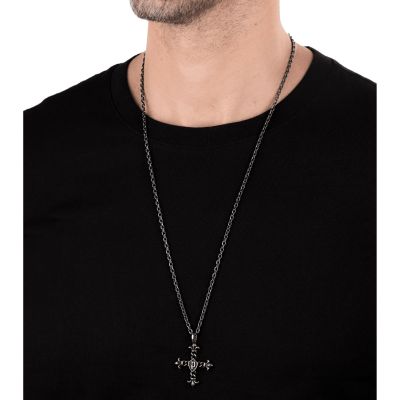 Police PEJGN2112811 Halskette mit Anhänger Herren Kudos Kreuz Edelstahl 76 cm