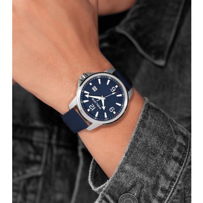 Police PEWJN0020901 Herren-Uhr Mensor Analog Quarz Silikon-Armband Blau