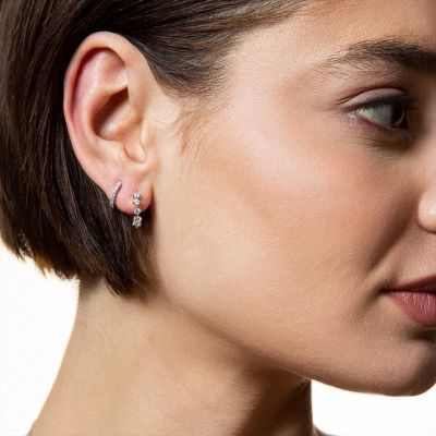 Xenox Creolen Ohrringe Damen Krappe Zirkonia Sterlingsilber XS2039