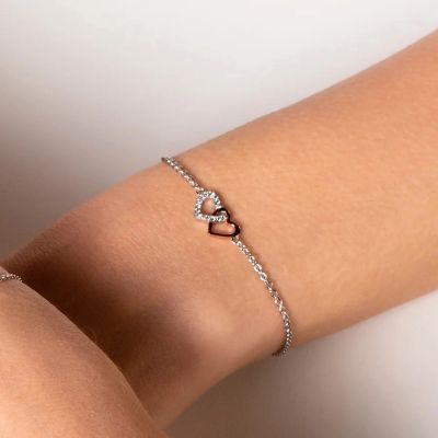 Xenox Armband Damen Love Story Herzen Silber Rosévergoldet XS2929R