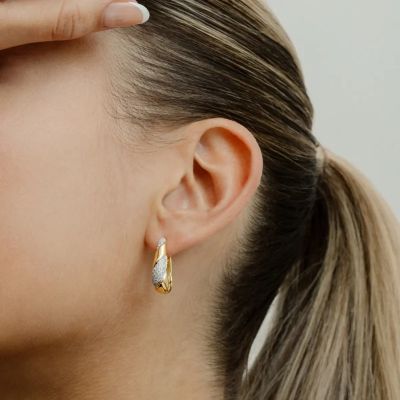 Xenox Ohrringe Damen Sculpted Zirkonia Silber 18k Vergoldet XS91917G