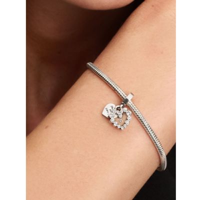Pandora Charm-Anhänger Damen Doppeltes Herz Zirkonia Silber 793765C01