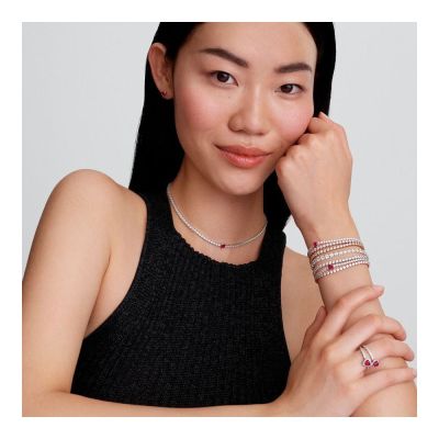 Pandora Halskette Choker Strahlenkranz Rotes Herz Silber 393549C01-40 cm