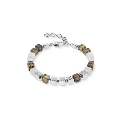 Coeur de Lion Armband Rauchquarz Graphic Cubes Edelstahl 0925/30-1711