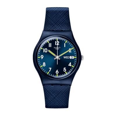 Swatch GN718 Armband-Uhr Sir Blue Classic Analog Quarz Silikon-Band