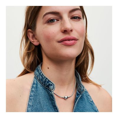 Pandora 393091C00 Gliederhalskette Damen Herzverschluss Moments Silber 45 cm