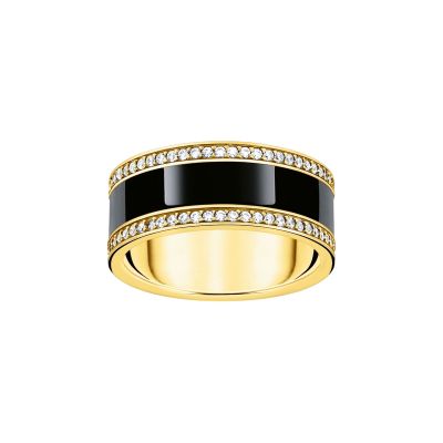 Thomas Sabo TR2446-565-11 Bandring Schwarz Kaltemaille Zirkonia Vergoldet