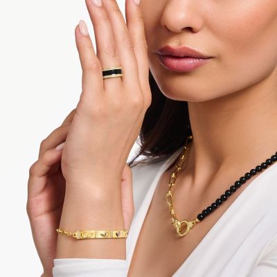 Thomas Sabo TR2446-565-11 Bandring Schwarz Kaltemaille Zirkonia Vergoldet