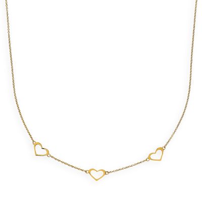 Xenox Halskette Damen Fine Offene Herzen 585 Gelbgold XG14K3002GN