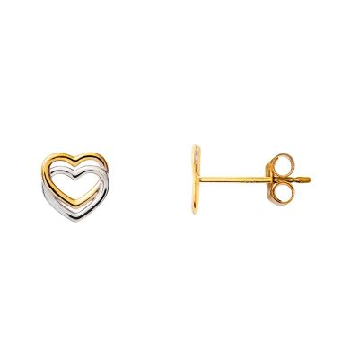 Xenox XG14K4008G Ohrstecker Ohrringe Mädchen Damen Zwei Herzen Gelbgold 585/-