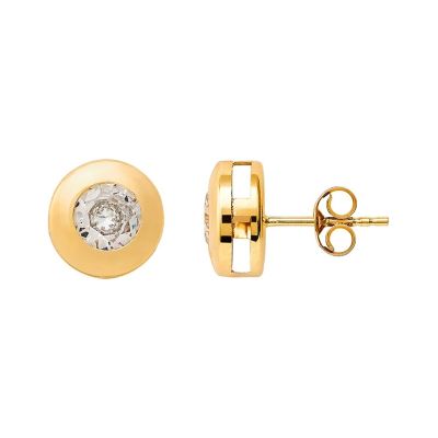 Xenox Ohrstecker Damen Fine Zarge Zirkonia Gelbgold 585er XG14K4041G