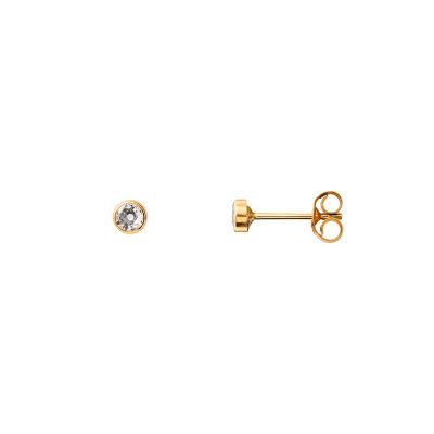 Xenox XG14K4044G Ohrstecker Ohrringe Fine Zarge Zirkonia Ø 3 mm Gelbgold 585/-